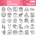 Shopping line icon set, store and shop symbols collection or sketches. E-commerce linear style signs for web and app Royalty Free Stock Photo