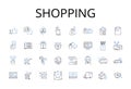 Shopping line icons collection. Retail therapy, Buying spree, Consumer culture, Retail therapy, Splurging spree, Bargain