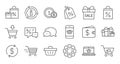 Shopping line icons. Gift, Percent sign and Sale discount. Linear icon set. Vector