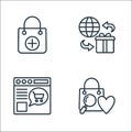 Shopping line icons line icons. linear set. quality vector line set such as shopping bag, online shopping, worldwide shipping