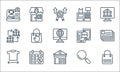 Shopping line icons line icons. linear set. quality vector line set such as shopping bag, warehouse, size guide, magnifier,