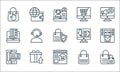 Shopping line icons line icons. linear set. quality vector line set such as shopping bags, online shopping, mobile banking, bag, Royalty Free Stock Photo