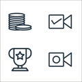 shopping line icons. linear set. quality vector line set such as video camera, trophy, camera shots