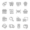 Shopping line icons modern monochrome vector illustration.