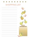 Shopping list. Apples. Vector personalized fruit shopping list. Flat design memo pages. To do.