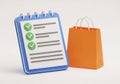Shopping list and bag Royalty Free Stock Photo