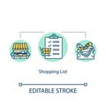 Shopping list concept icon. Mindful eating, consumerism idea thin line illustration. Avoiding impulse buying, planning