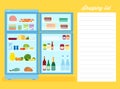 Shopping List Flat Style Refrigerator Illustration