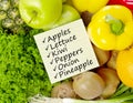 Shopping list on fruits and vegetable Royalty Free Stock Photo