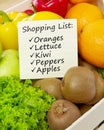 Shopping list on fruits and vegetable Royalty Free Stock Photo