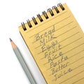 Shopping list with natural paper and lead pencil Royalty Free Stock Photo