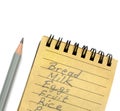 Shopping list with natural paper and lead pencil Royalty Free Stock Photo