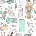 Shopping list in pictures. Pattern of womens cloth
