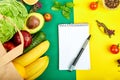 Shopping list, recipe book, diet plan. Grocering concept. Royalty Free Stock Photo