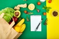 Shopping list, recipe book, diet plan. Grocering concept Royalty Free Stock Photo