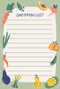 Shopping list with vegetables. Garden food. Hand Draw Healthy food. Notebook diary. Notepad stationery. Farming ingredients, Royalty Free Stock Photo