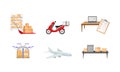 Shopping Logistics from Order Batching, Transportation and Delivery Vector Illustration Set