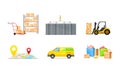 Shopping Logistics from Order Batching, Transportation and Delivery Vector Illustration Set