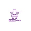 Shopping logo online line illustration color design Royalty Free Stock Photo