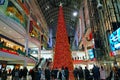 Shopping mall brightly decorated for Christmas