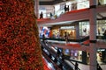 Shopping mall is brightly decorated for Christmas