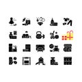 Shopping mall categories black glyph icons set on white space