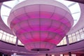 Shopping mall ceiling design in pink color