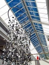 Shopping Mall Glass Ceiling and Silver Christmas Decoration Royalty Free Stock Photo