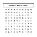 Shopping and mall icon set with outline style design
