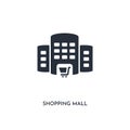 Shopping mall icon. simple element illustration. isolated trendy filled shopping mall icon on white background. can be used for