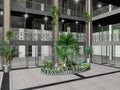 Shopping mall internal design 3D illustration