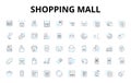 Shopping mall linear icons set. Retail, Mall, Shopping, Brands, Shops, Stores, Fashion vector symbols and line concept