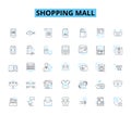 Shopping mall linear icons set. Retail, Mall, Shopping, Brands, Shops, Stores, Fashion line vector and concept signs