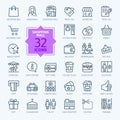 Shopping mall - minimal thin line web icon set. Royalty Free Stock Photo