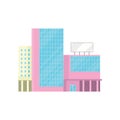 Shopping mall, office building facade, modern city house cartoon vector Illustration