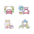 Shopping mall products and services RGB color icons set