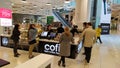 MOSCOW - August 2019 Shopping mall visitors are buying coffee and waiting for an order