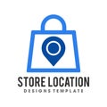 Shopping place Pin map logo design template, Pin Shop store location