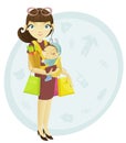 Shopping mum and baby Royalty Free Stock Photo