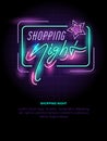 Shopping night neon retro sign