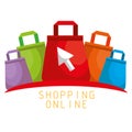 Shopping online with bags Royalty Free Stock Photo