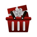 shopping online basket and gift box Royalty Free Stock Photo