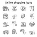 Shopping online icon set in thin line style Royalty Free Stock Photo