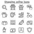 Shopping online icon set in thin line style Royalty Free Stock Photo