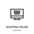 shopping online icon vector from luxury shop collection. Thin line shopping online outline icon vector illustration Royalty Free Stock Photo