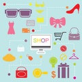 Shopping online infographics flatten design Royalty Free Stock Photo