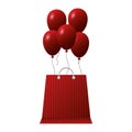 shopping online paper bag with balloons