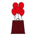 shopping online paper bag with balloons