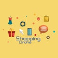 Shopping online set icons Royalty Free Stock Photo