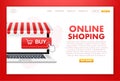 Shopping Online on Website. Online store, shop concept on laptop screen. Vector illustration Royalty Free Stock Photo